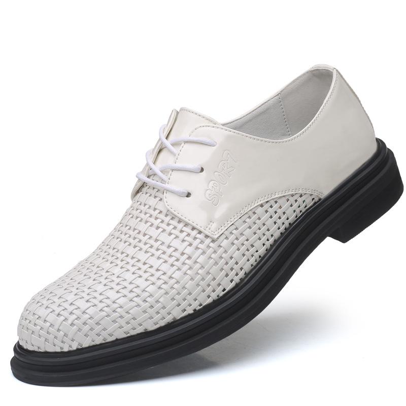 

Летние мужские сандалии мужские плетеные дышащие деловые повседневные кожаные туфли туфли с отверстиями мужская обувь обувь на платформе 42 белый