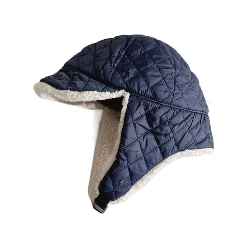 Stylish Baby Hat Autumn Winter Warm Pilot Beanie Caps Solid Color Earflap Bonnet Hat Windproof Headwear Unisex темно-синий