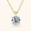 6.5mm 1.0 Carat D Moissanite Solitaire Drop Necklaces 18K Gold Plated Pendant Original Real 925 Silver Chain Jewelry for Women