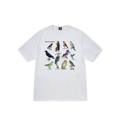 Round Neck Cotton Short Sleeve T-Shirt Creative Bird Print Shirt Explosive Fashion Harajuku Unisex Graphic T Shirts Oversized