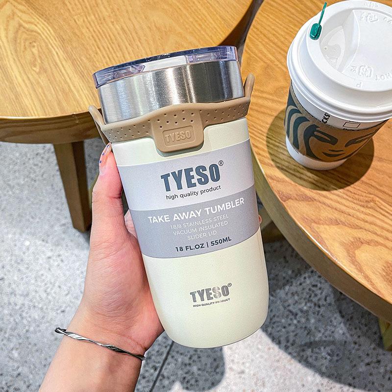 

Tyeso 550/710ML Stainless Steel Coffee Mug With Straw Car Water Bottle Vacuum Flask Tumbler Insulated Cup Double Thermos Bottle 550ML белый