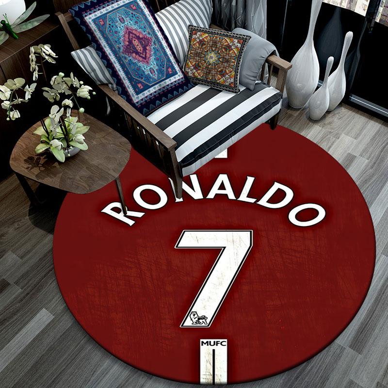 Cristiano Ronaldo bedruckter runder Teppich, rutschfester waschbarer runder Teppich für Wohnzimmer, Schlafzimmer, Spielzimmer, Sportfan-Dekoration, Feiertags-Geburtstagsgeschenk
