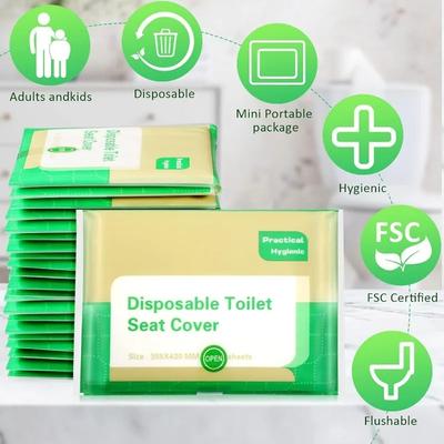 100 pièces Housse de siège de toilette jetable Portable Voyage Camping Hôtel Salle de bain Biodégradable Imperméable Tapis de toilette Accessoires de salle de bain