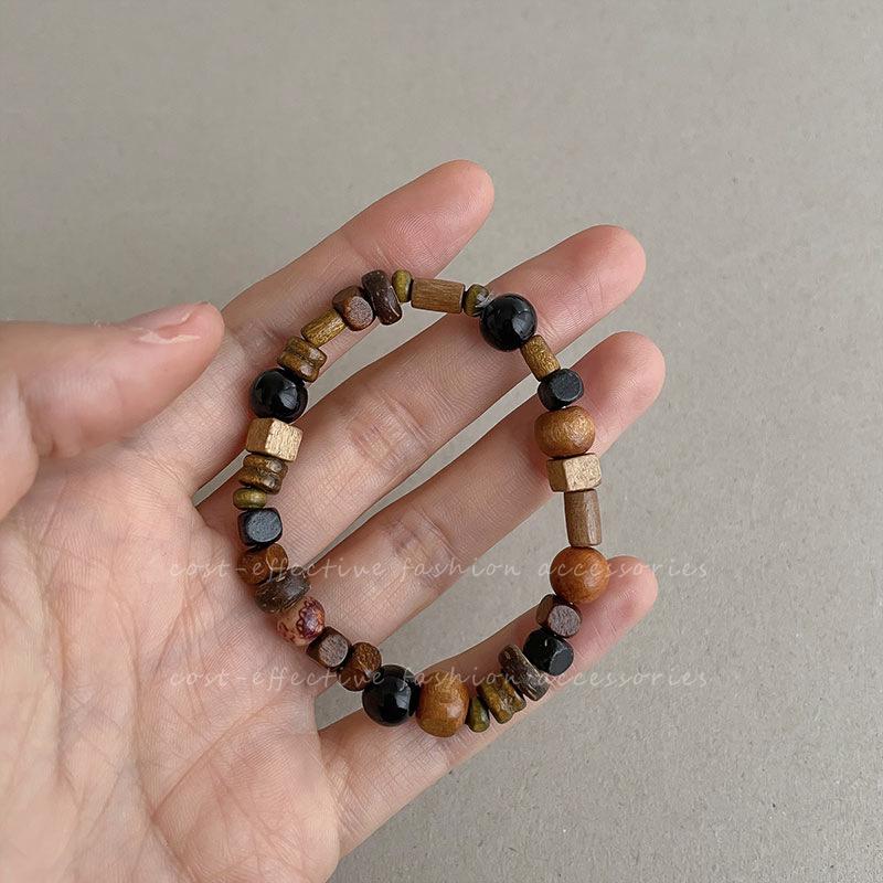 Late Autumn Chinese Wooden Handcrafted Bracelet - Simple, Versatile, Niche Design, Layered Style for Women