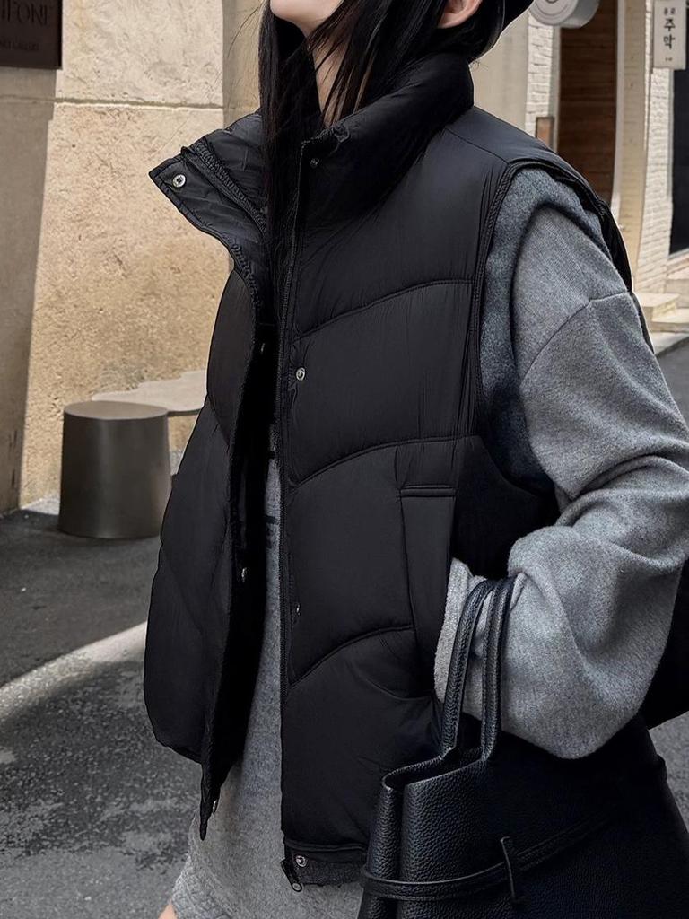Women's 2026 Autumn/Winter Cotton Vest: Versatile, Loose Fit, Stand Collar Gilet Outerwear Trendy Design