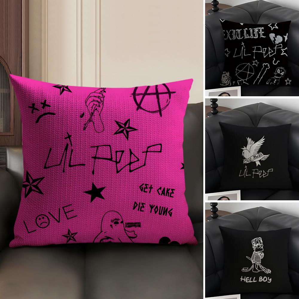 LLil PeepP HellS Boy Singer Cushion Cover Natural Linen Organic Fabric DoubleSided Printing Sofa Home Decor Gift Pillow Case
