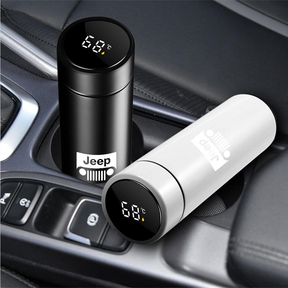 For Jeep Car Stainless Steel Smart Thermos Mug Thermos LED Display Temperature For Jeep Renegade Patriot Wrangler Cherokee Co