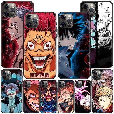 Funda Jujutsu Kaisen para Iphone 14 11 13 Pro Max 12 Mini Xr 7 8 Plus Se 2020 Xs 6 6s + Coque negro suave funda para teléfono móvil