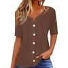 Women's T Shirt Tee Print Short Sleeve V-Neck Button Up Cardigan T-shirt Top