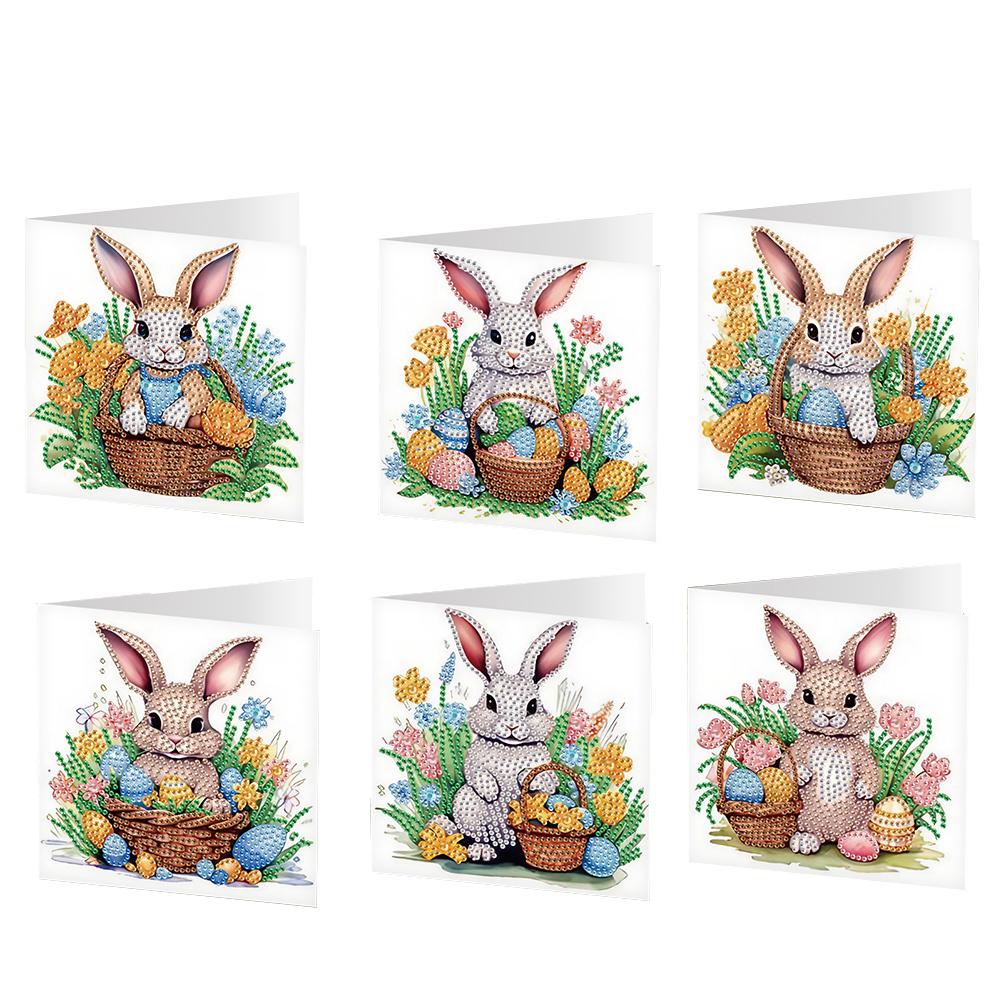6pcs Easter Diamond Painting Greeting Cards DIY Diamond Painting Gift Card Diamond Art Greeting Cards Arts Crafts for Easter