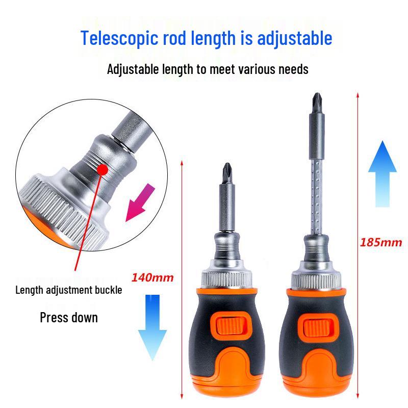 Retractable Dual-Head Ratchet Screwdriver Set with Phillips, Flathead, Torx & Y Bits for Appliance Repair