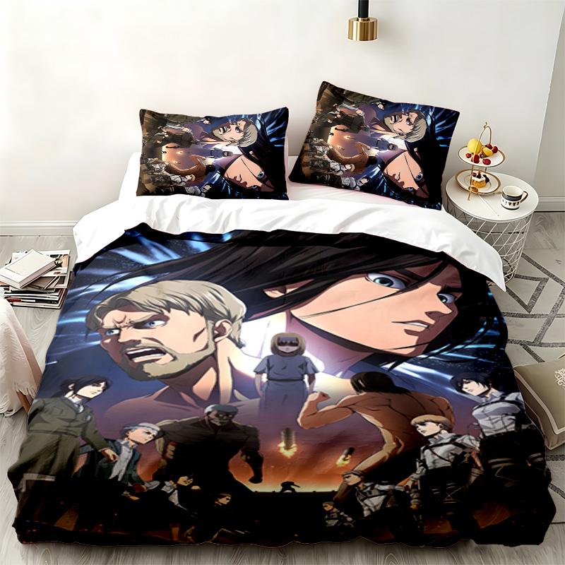 Attack On Titan 3pc Set Perfect for Bedroom Use Comfortable Bedding Set Includes a Duvet Cover and Two Pillowcases Ideal Birthday or Christmas Gift