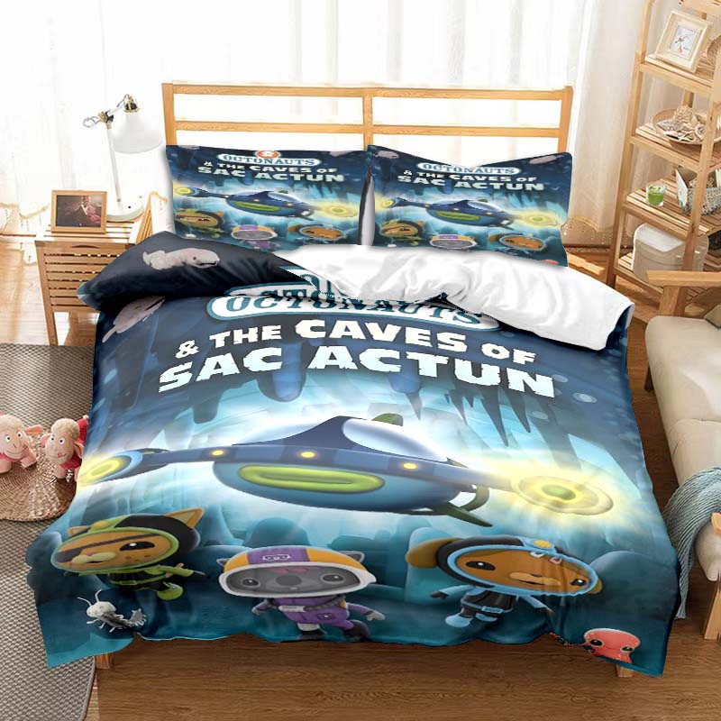 The Octonauts Cartoon Printed Bedding Set Children's Soft Duvet Cover Pillowcase Single Double Bed Queen Size Bedspread Kid Gift
