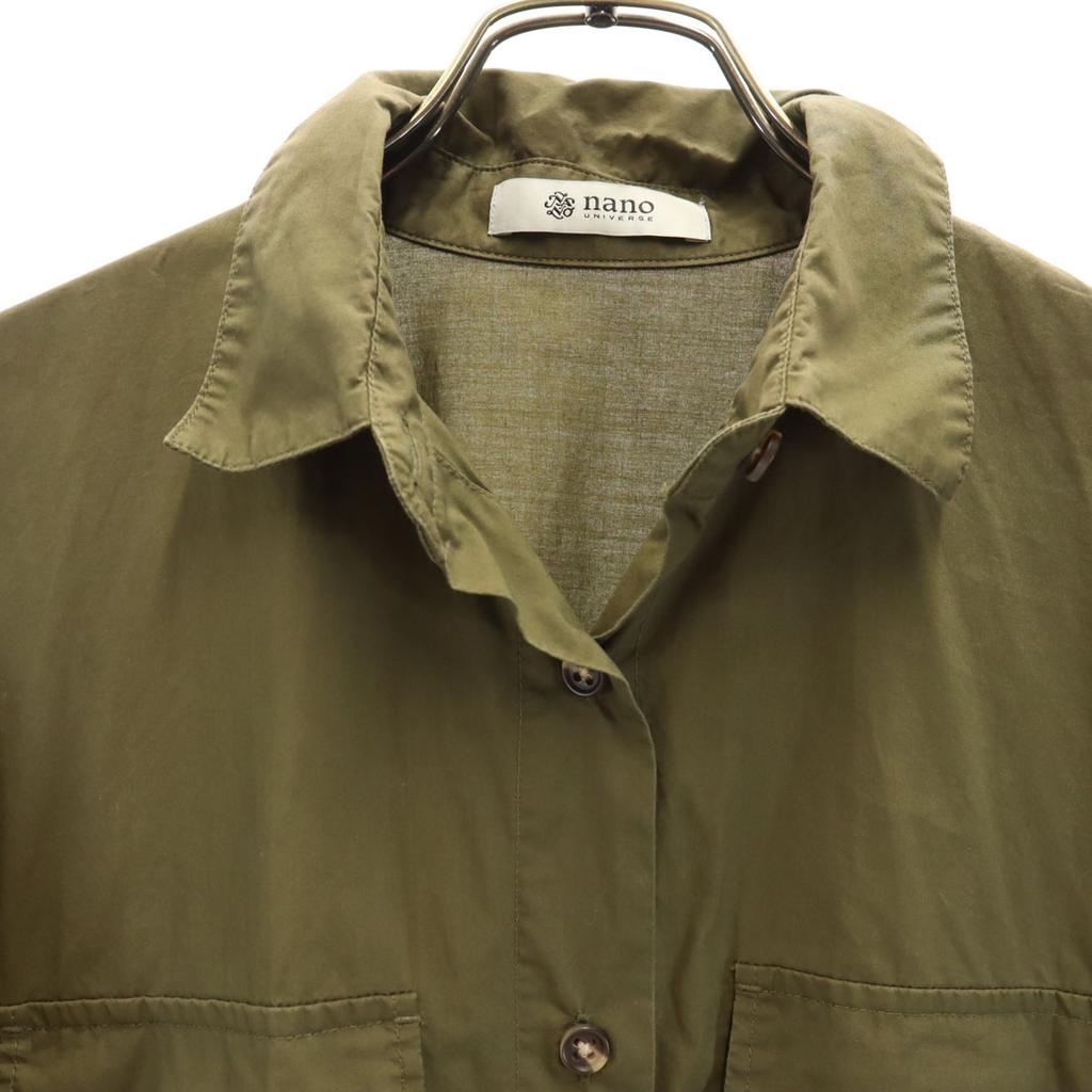 Nano Universe Short Sleeve Shirt Dress F Khaki Women Used