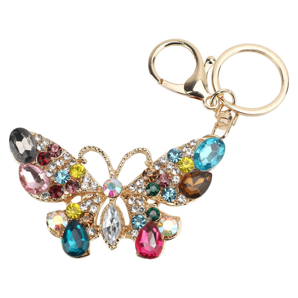Kristall Schmetterlingsförmiger Schlüsselanhänger Schlüsselring Bling Niedlicher Strass Handtaschenanhänger für Frauen für Autoschlüsselanhänger Tasche Handtasche