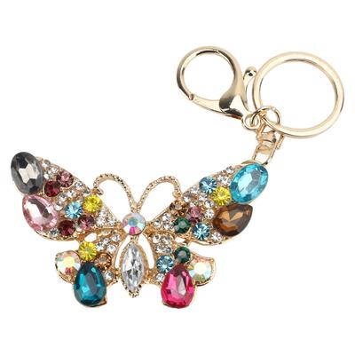 Crystal Butterfly Shaped Keychain Keyring Bling Cute Rhinestone Purse Pendant for Women for Car Key Fob Bag Handbag