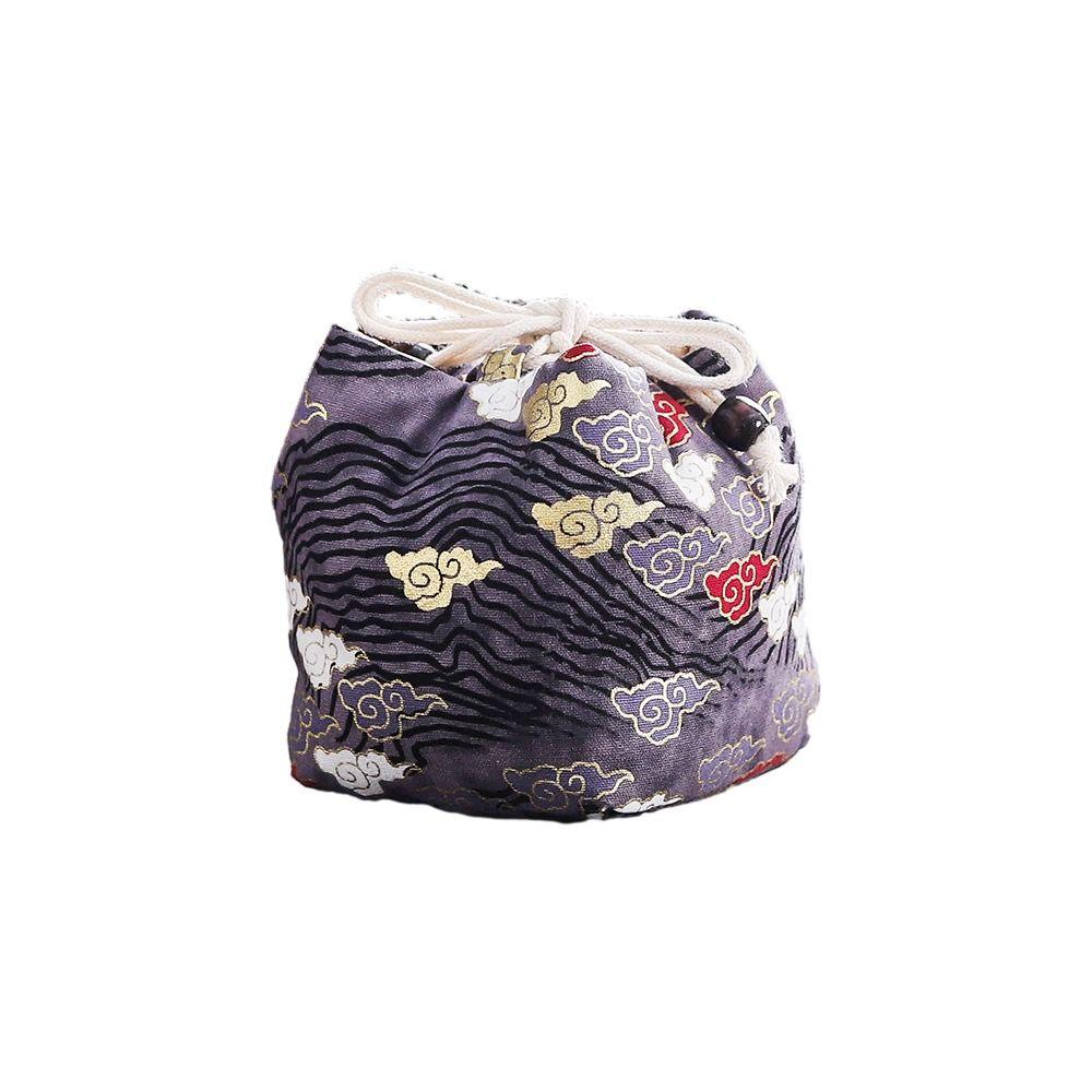 Canvas Chinese Style Handbag Cloud Square Flower Wrist Bag Elegant Tea Set Storage Bag  Streetwear