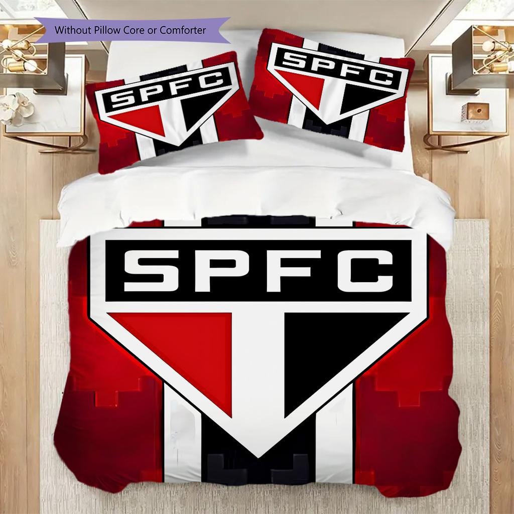 Sao Paulo FC Pattern Bedding Quilt Set Quilt Cover Pillowcase Home Decoration Birthday Gift (1 * duvet cover + 2 * pillowcase, without core)