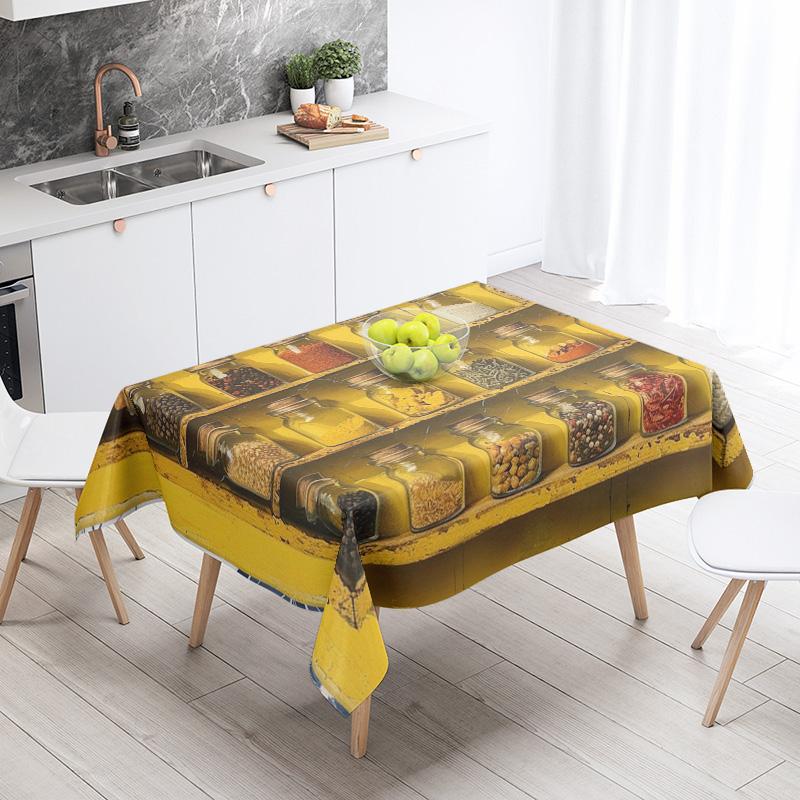 Abstract Art Food Illustration Tablecloth Oil-proof Tablecloth Waterproof Picnic Fabric Nordic Home Decoration
