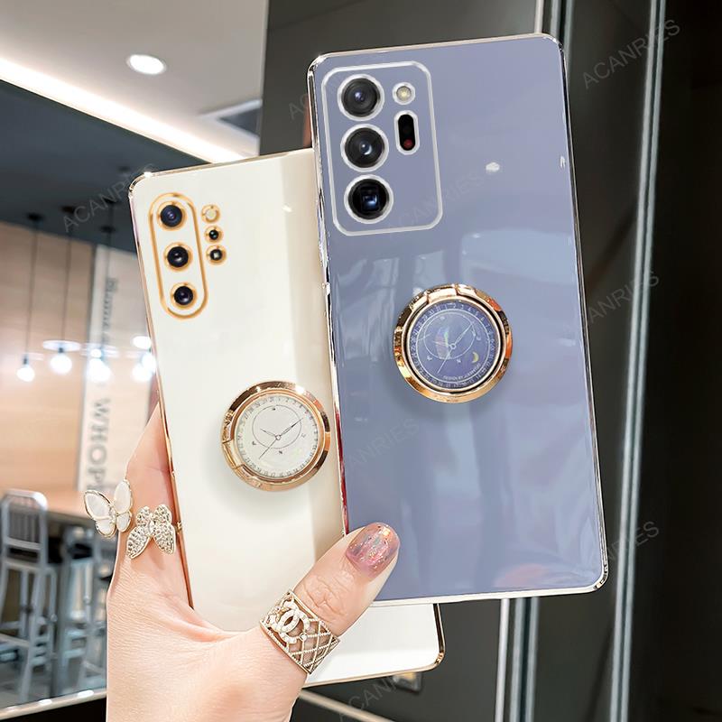 Note20 Note10 Note9 Luksusowe Platerowane Etui z Uchwytem Pierścieniowym Dla Samsunga Galaxy Note 20 Ultra 10 Plus Lite 9 8 Stojak Silikonowy Pokrowiec na Tył