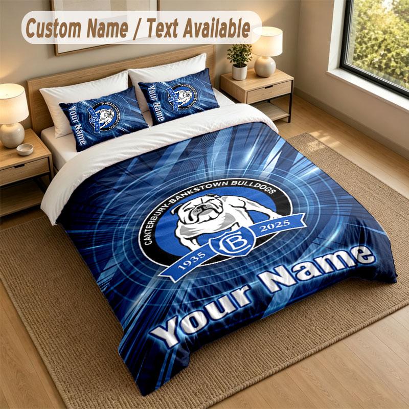 Bedding Set 1 Duvet Cover 2 Pillowcases Canterbury-Bankstown Bulldogs Print Soft Bed Linen Bedroom Decor