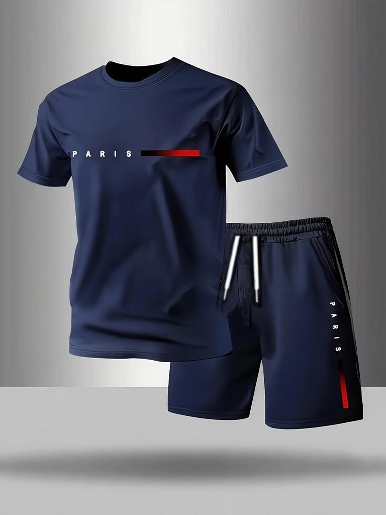 Men's Quick-Dry Short-Sleeve Sports T-Shirt & Shorts - Breathable Summer Running & Basketball Set