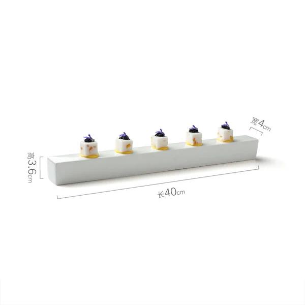 Pure White Ceramic Long Strip Plate Square Dessert Plate Sushi Plates Snack Plates Molecular Cuisine Specialty Tableware