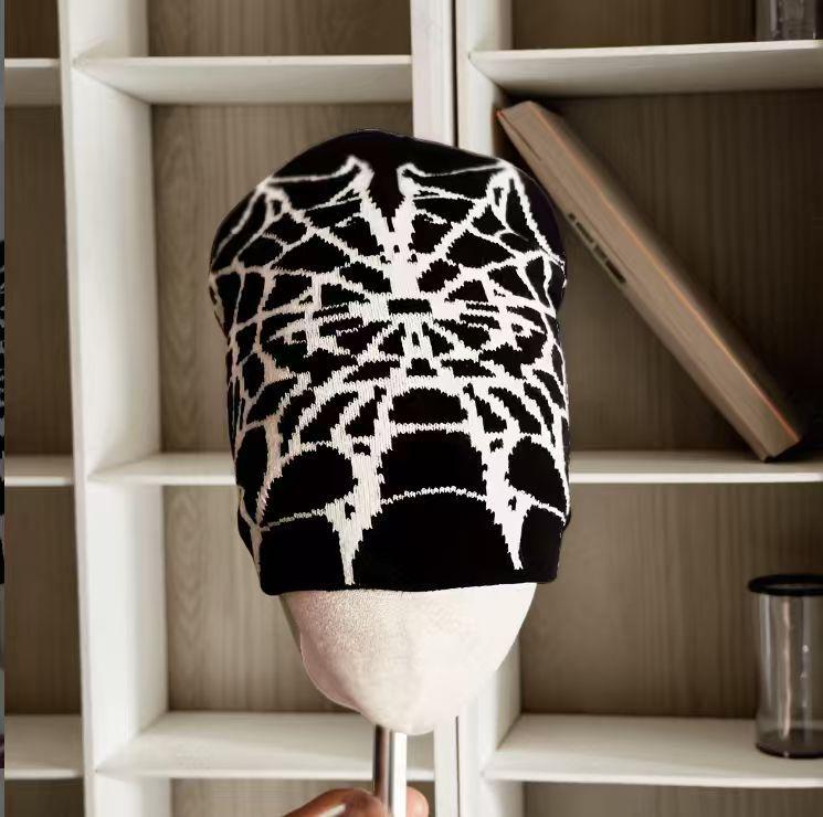 Cross-Border Spider Web Knit Beanie - Versatile, Cold-Proof, Warm, Individualistic Hip-Hop Brimless Hat