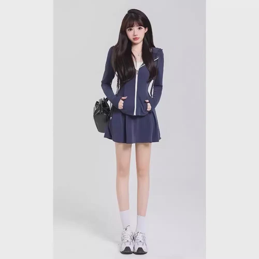 2025 Jarní Dívčí Vysokoškolský Styl Mikina a Plisovaná Sukně Sportovní Souprava