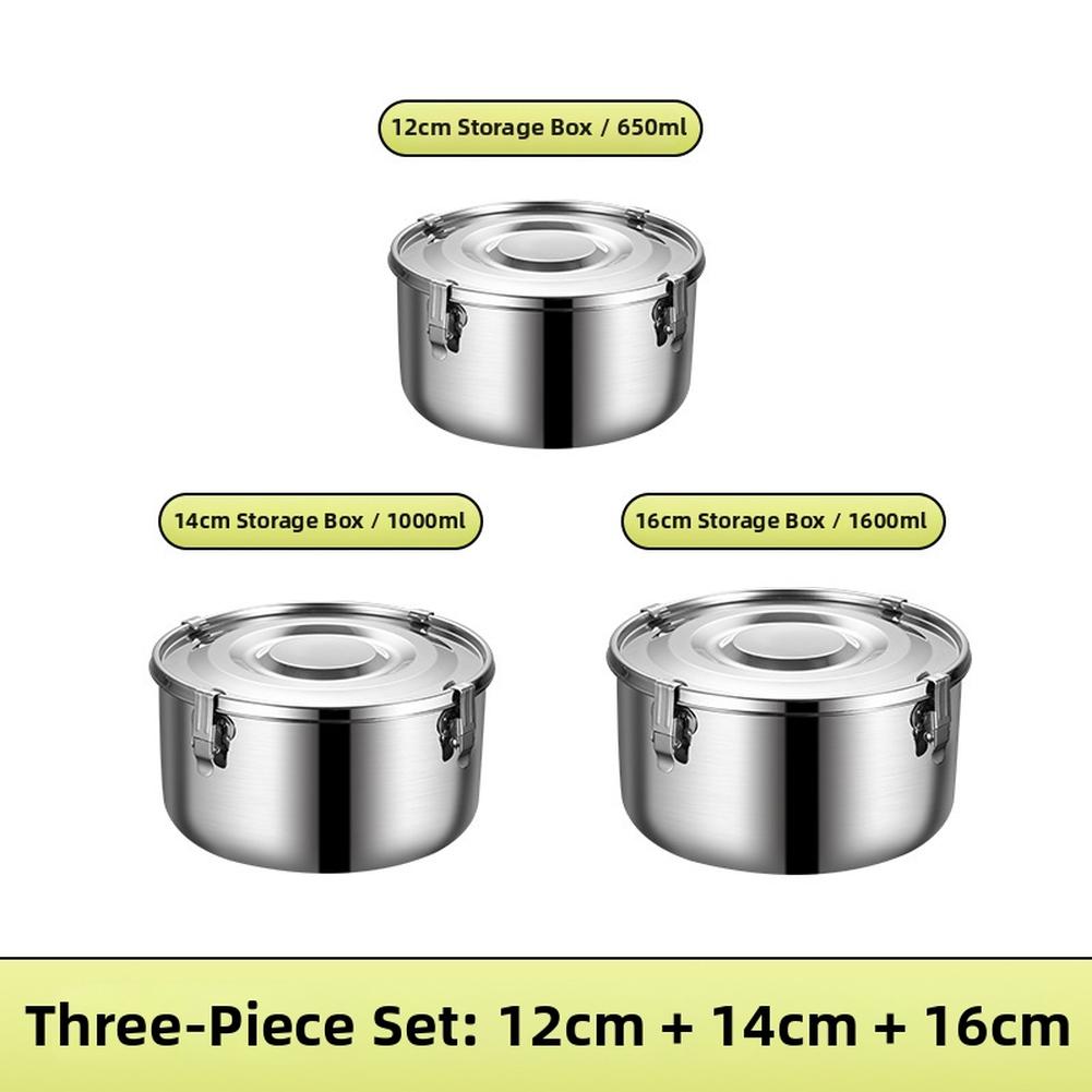 

3Pcs Premium-Stainless Steel Lunch Box Set 650ml/1000ml/1600ml Food Storage Container Leak-Proof Kitchen Food Storage Container China Mainland