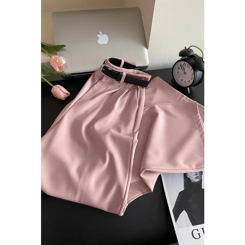 

Women s High Waisted Wide Leg Suit Pants With Belt S розовый