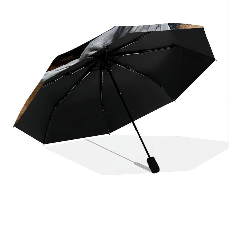 1Pc Horses Motion Automatic Umbrella - Suitable Travel Outdoor Portable Umbrella Birthday Gift Daily Essentials