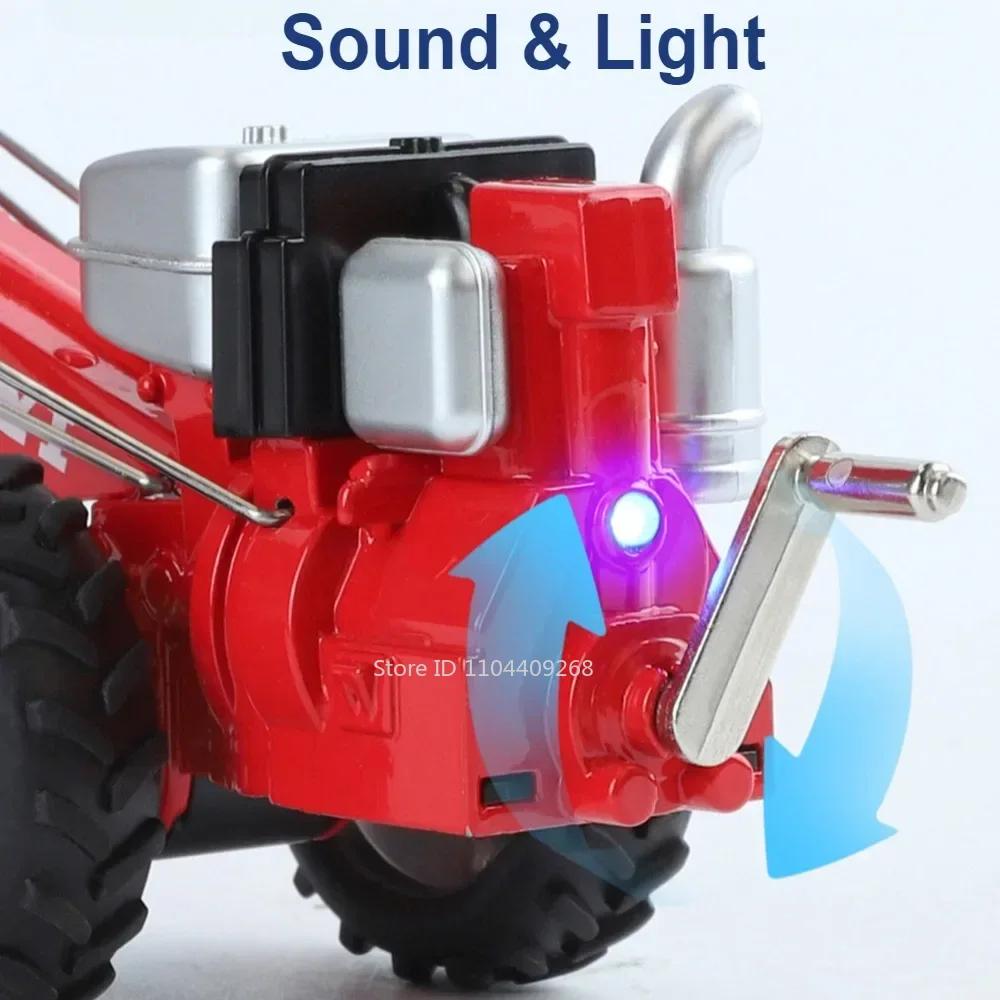 1:16 Retro Walking Tractor Model Toy Car Hand Crank Sound Light Rear Bucket Lifting Diecast Metal Vehicle Gifts for Children