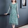 Autumn 2025: Elegant Embroidered Lace Dress with Round Neck
