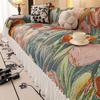 Nordic Pastoral Sofa Towel with Skirt Edge All Inclusive Non Slip Couch Cushion for Living Room All-Season Printed Sofa Blanket