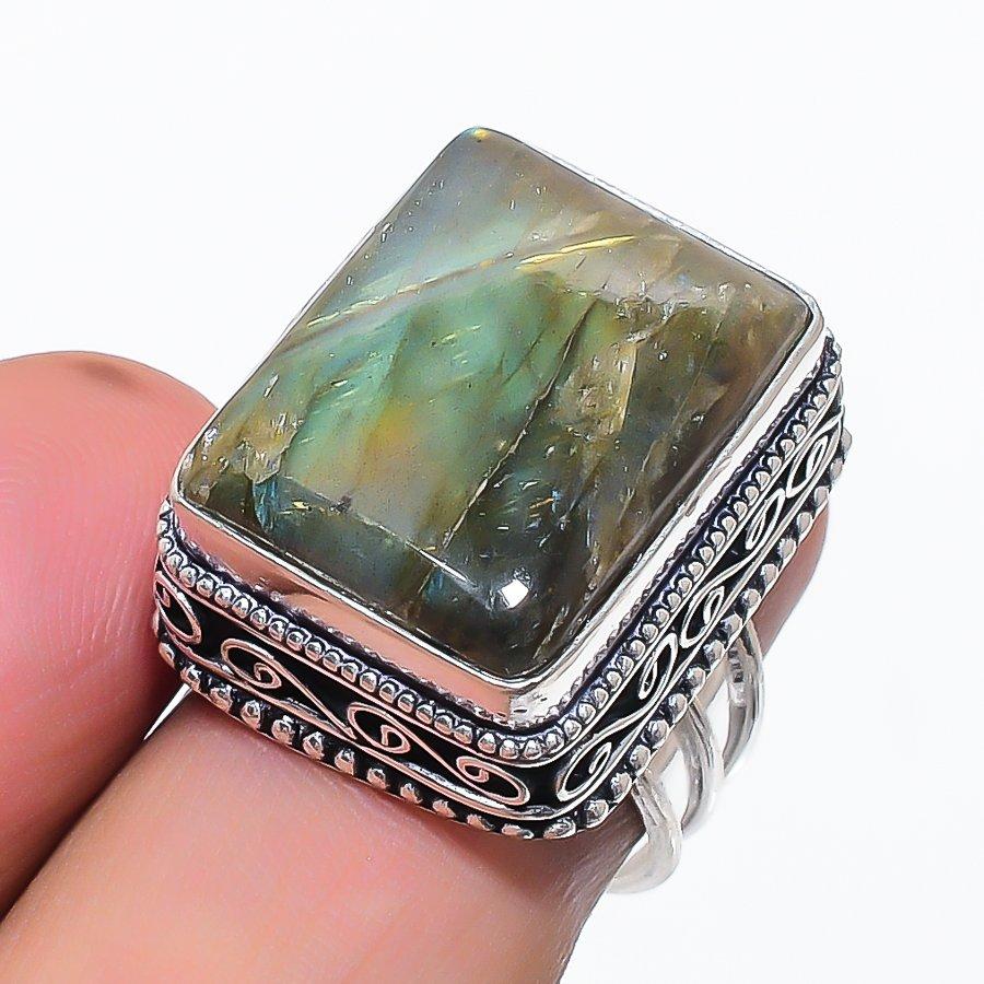 Labradorite Gemstone 925 Sterling Silver Jewelry Ring Size 6.5
