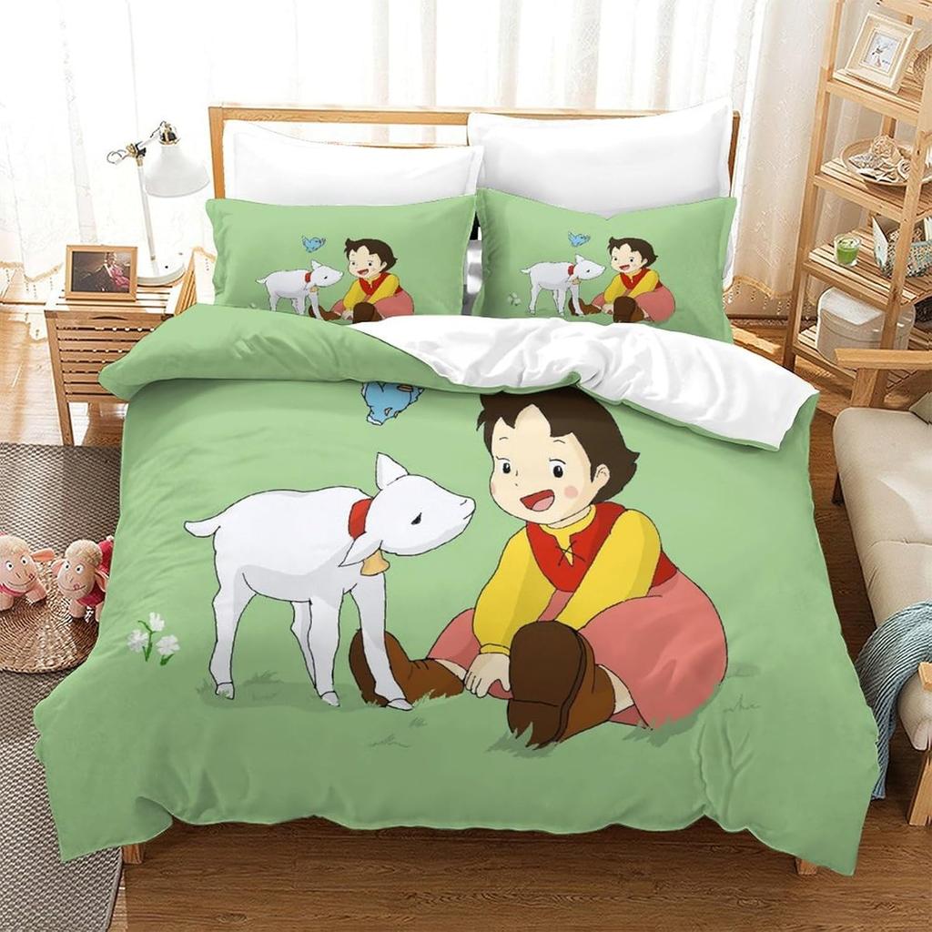 Heidi Girl Bed Cover,Kids Bed Duvet Cover 3d Print Comfort Microfiber Bedding Quilt Cover Set and Pillowcase 75*50cm with Zipper