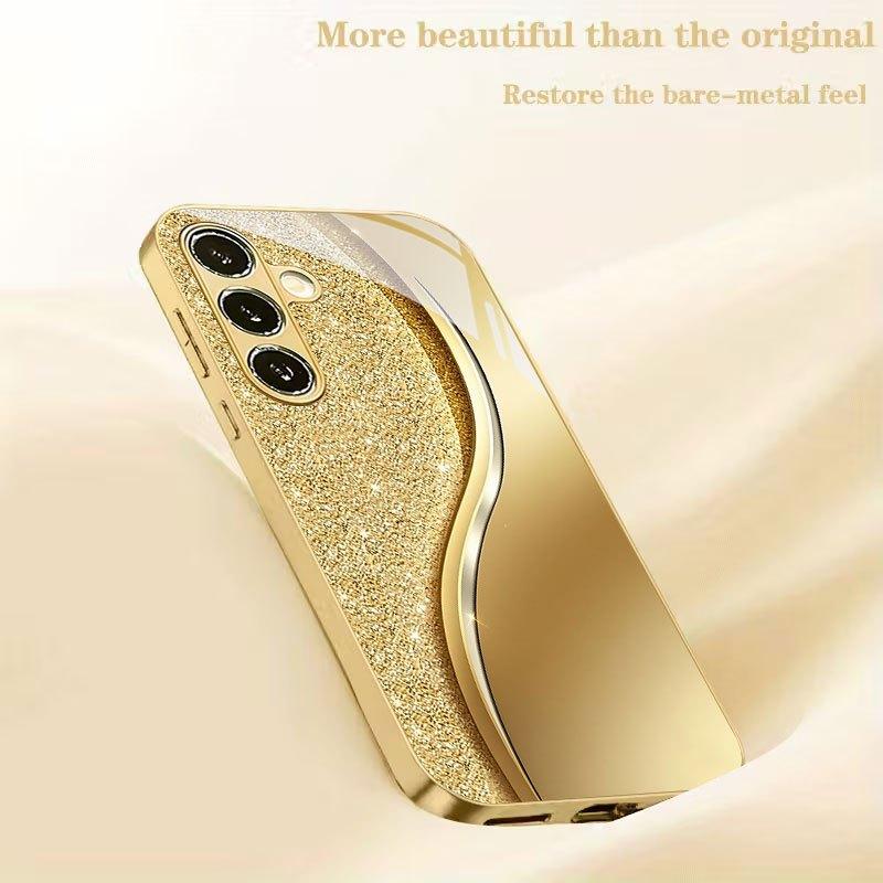 Wave edge pattern tempered glass phone case for galaxy S26 S25 S24 S23 S22 S21 S20 FE Ultra Plus anti-fall back cover