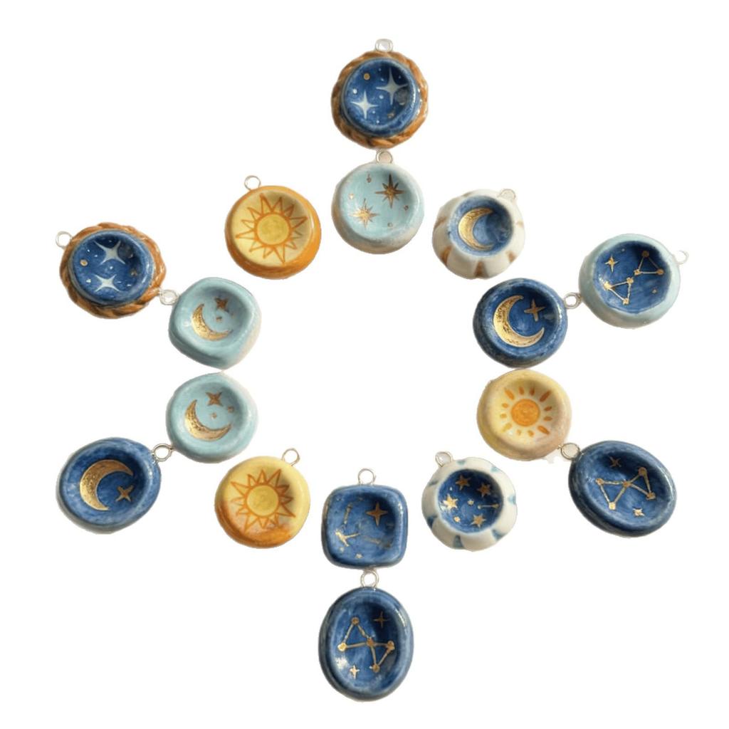 Colorful Starry Stainless Steel Pendant with Vacuum-Plated Stone Design