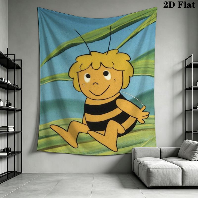 Bees and Maya Wall Tapestry Aesthetic Wall Hanging Printed Fabric Blanket Decorative Tapestries for Bedroom Living Room Home Decor