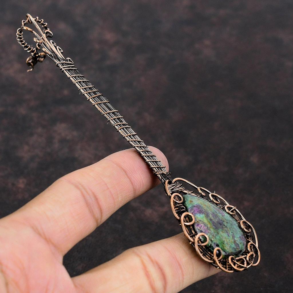 Ruby Fuchsite Copper Wire Wrapped Pendant Gemstone Pendant Copper Wire Wrap Jewelry Handmade Jewelry Gift For Her Guitar Pendant For Mother