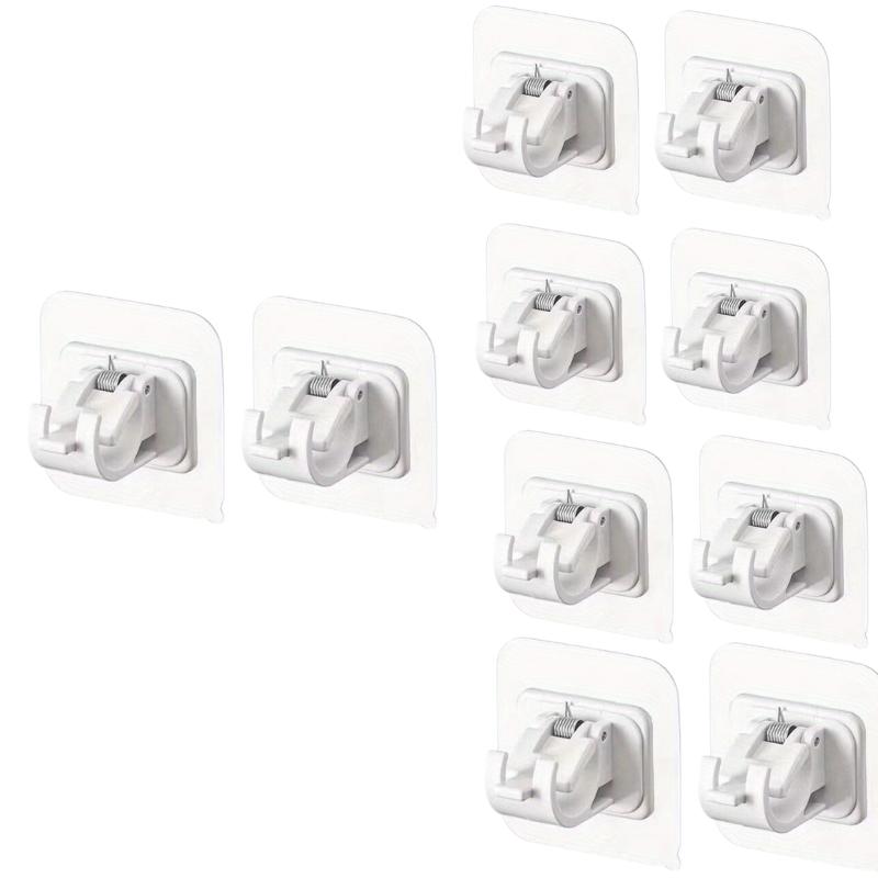 10pcs No-Drill Adhesive Curtain Rod Holders - Self-Adhesive Wall Mount Brackets for Home and Hotel, Universal  Non-Electric Use
