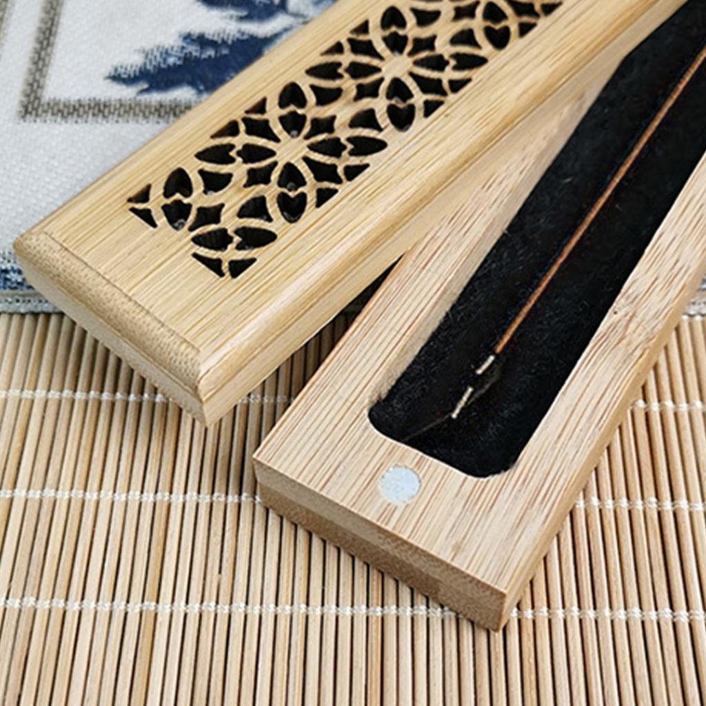 1PCS Holz Bambus Weihrauch Stick Halter Gnade Insence Box Brenner Asche Catcher