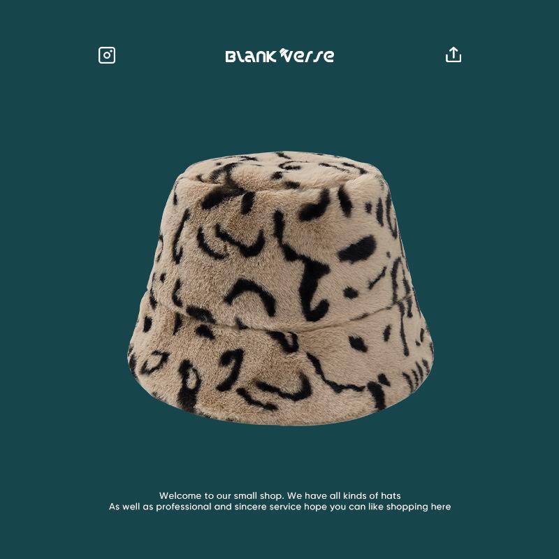 Imitation Fox Hair Plush Hat Female Winter Face Small Thickened Warm Bucket Hat Big Head Circumference Cold Basin Hat