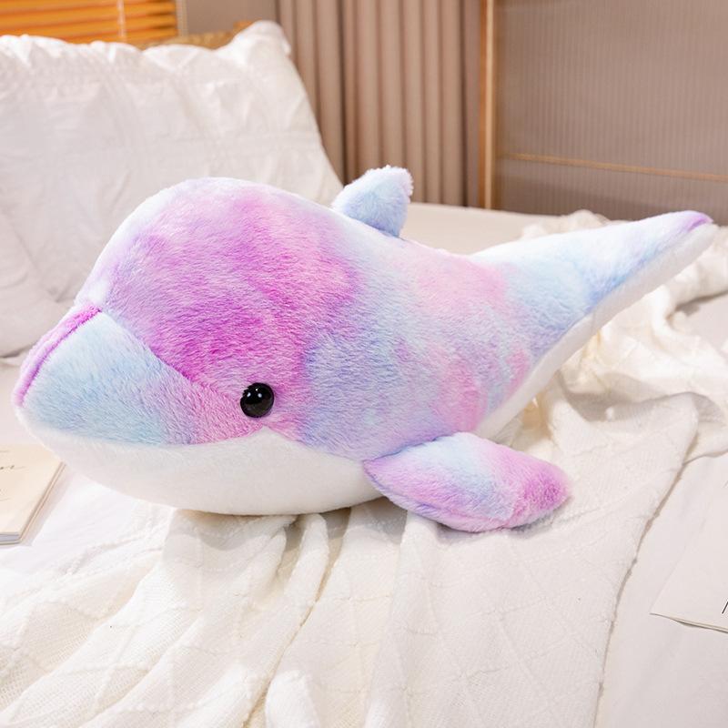 Colorful Dolphin Doll Sleeping Pillow Ragdoll Children's Bed Large Whale Plush Toy Boys and Girls