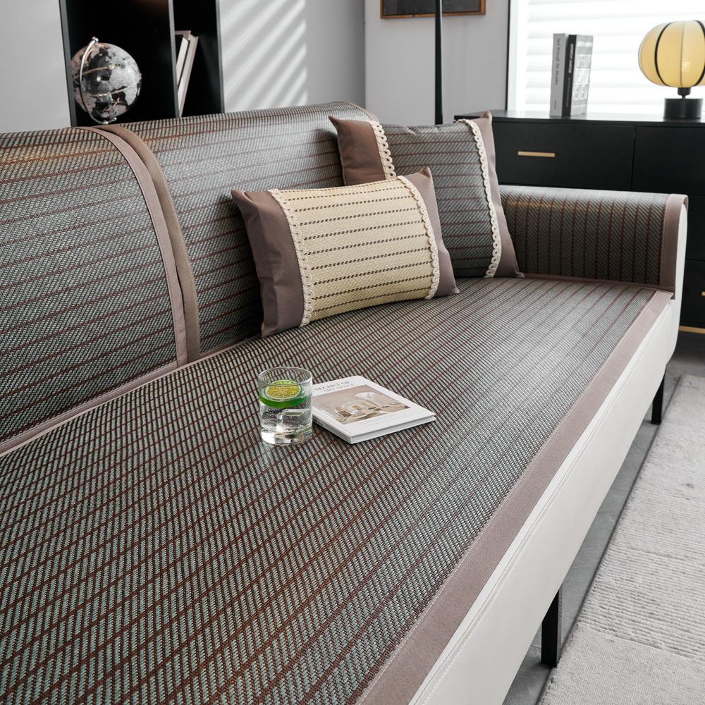 Summer Sofa Cushion Summer Mat Cool Pad Summer Rattan Mat Ice Silk Living Room Non-Slip Universal Fabric Leather Cushion Simple Modern