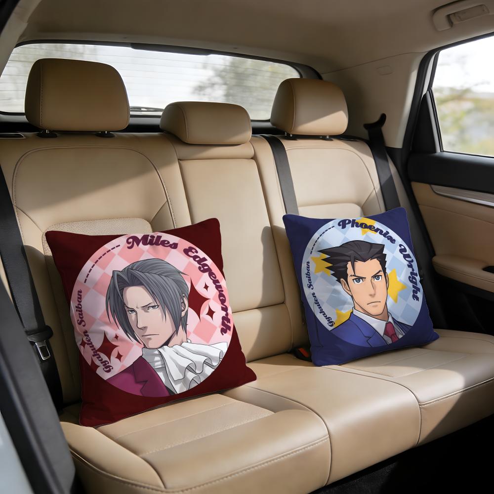Adventure Game AAce AAttorney Cushion Cover Short Plush Pillowcase for Bed Sofa Carwashable