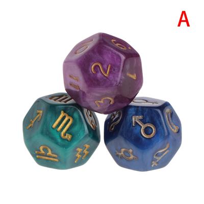3pcs Multicolor 12 Sided Resin Dice Astrology Tarots Constellation Divination 53CD