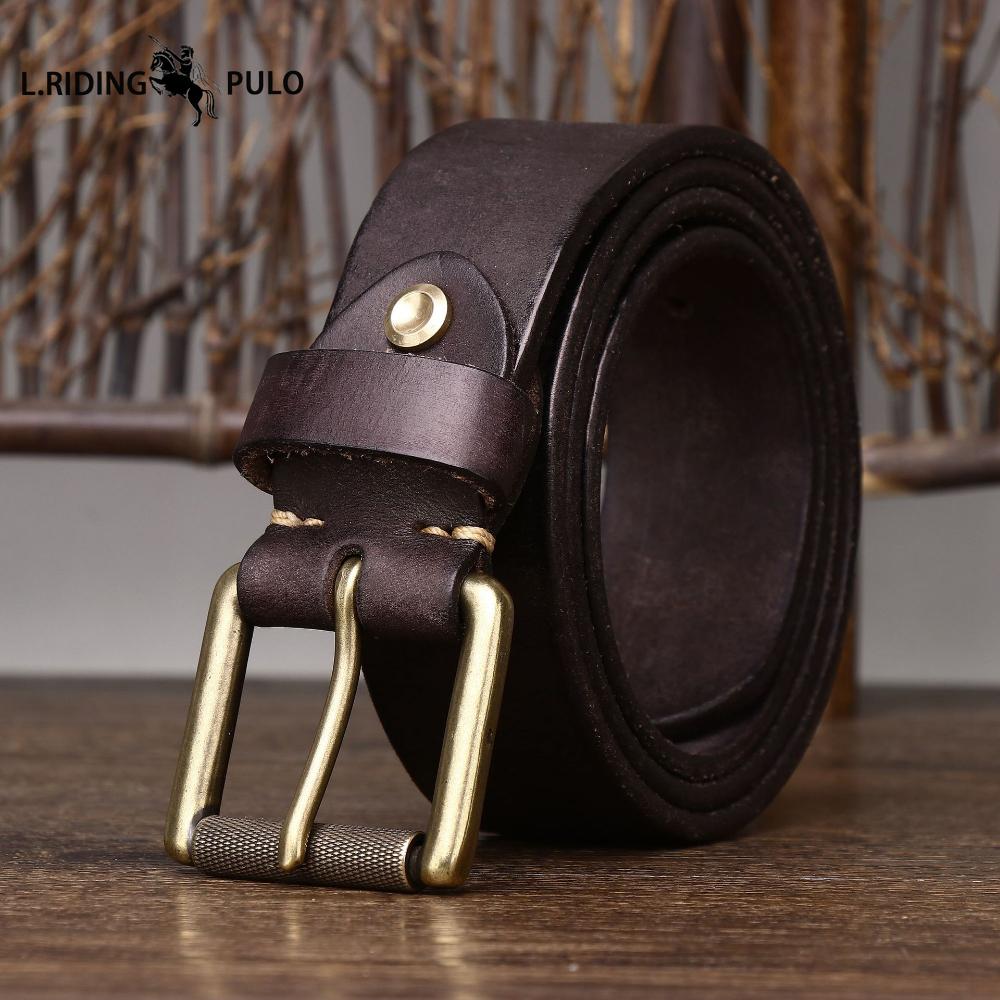 Handmade, Widened and Thickened Top-grain Cowhide Men's Leather Belt, American Retro Style, Pin Buckle Belt