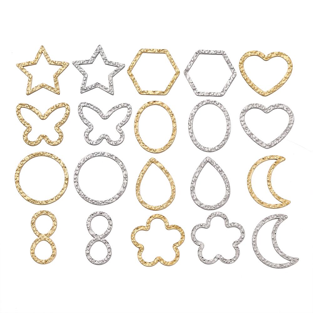 6pcs Gold Color Stainless Steel Geometric Bezel Frame Charms Pendants for DIY Earring Necklace Jewelry Making Findings Supplies